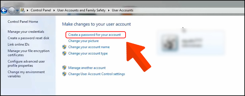Chọn Create a password for your account